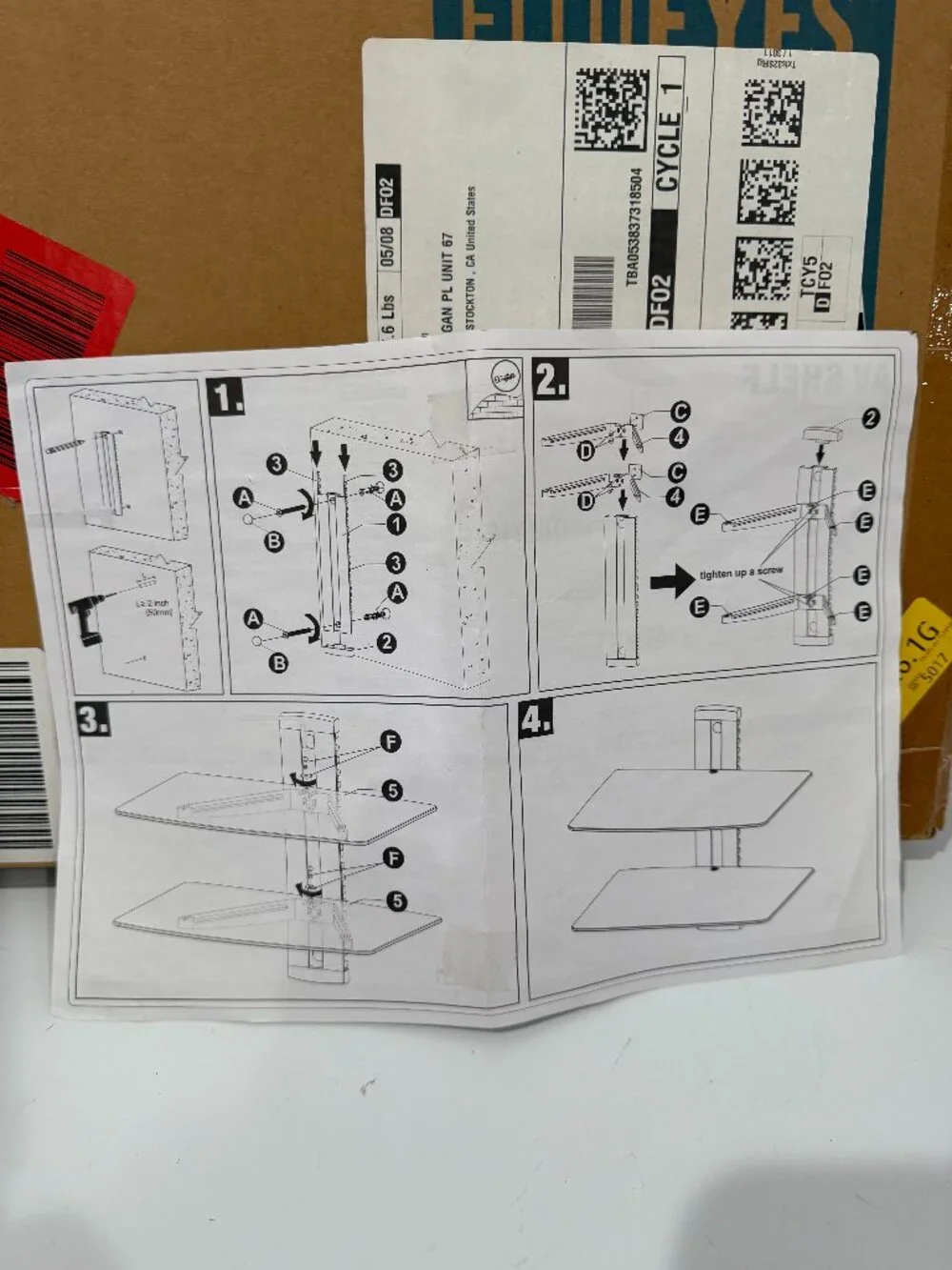NEW FITUEYES DS203801GB Tempered Glass Wall Mount Shelves